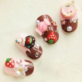 Unhas postiças com nail art cod 32