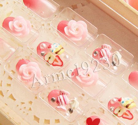 Unhas postiças com nail art cod 31