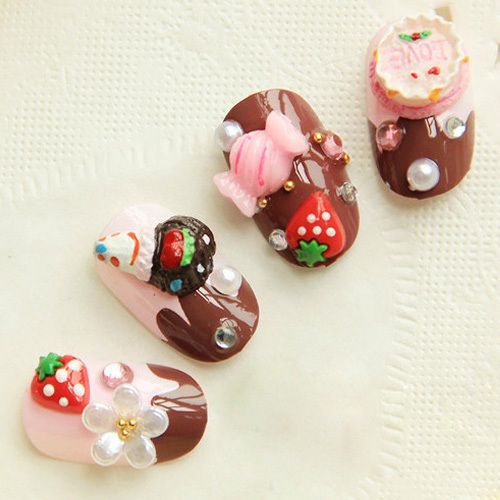 Unhas postiças com nail art cod 32