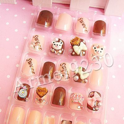 Unhas postiças com nail art cod 100